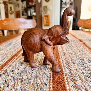 Vintage Wooden Hand Carved Elephant Wooden Folk Art - Missing Tusks